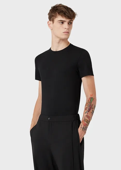 T-shirt in viscosa stretch 8N1T24 1JTZZ 0999 EMPORIO ARMANI Black 