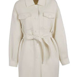 Cappotto con frange e cintura LEAKD430995 002 P.A.R.O.S.H. Cream 