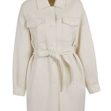 Cappotto con frange e cintura LEAKD430995 002 P.A.R.O.S.H. Cream 