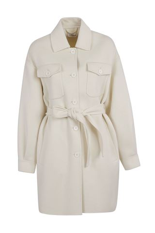 Cappotto con frange e cintura LEAKD430995 002 P.A.R.O.S.H. Cream 