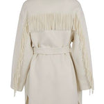 Cappotto con frange e cintura LEAKD430995 002 P.A.R.O.S.H. Cream 