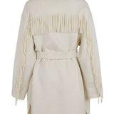 Cappotto con frange e cintura LEAKD430995 002 P.A.R.O.S.H. Cream 