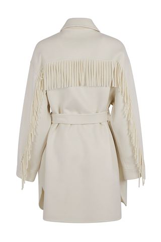 Cappotto con frange e cintura LEAKD430995 002 P.A.R.O.S.H. Cream 