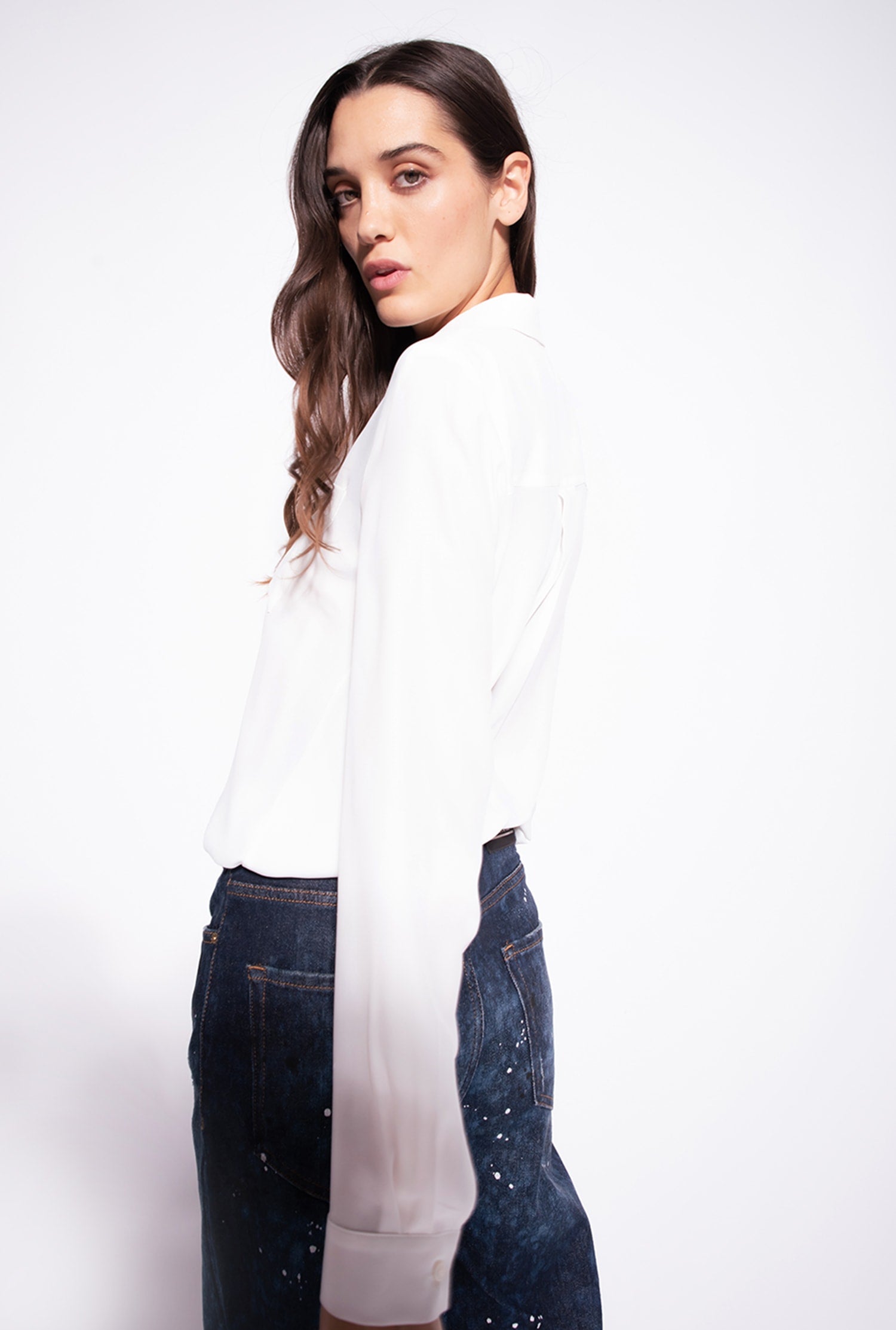 Camicia misto seta con taschini 1G187Z8889 Z05 PINKO White 