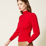 Maglia seamless con morsetto Oval T 222TT3191 00456 TWIN SET Papavero 