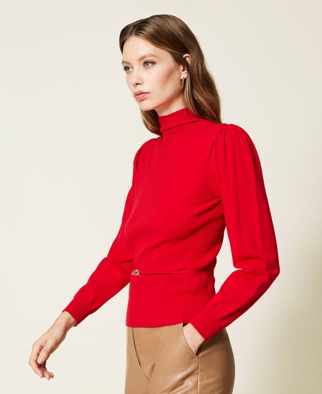 Maglia seamless con morsetto Oval T 222TT3191 00456 TWIN SET Papavero 