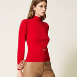 Maglia seamless con morsetto Oval T 222TT3191 00456 TWIN SET Papavero 