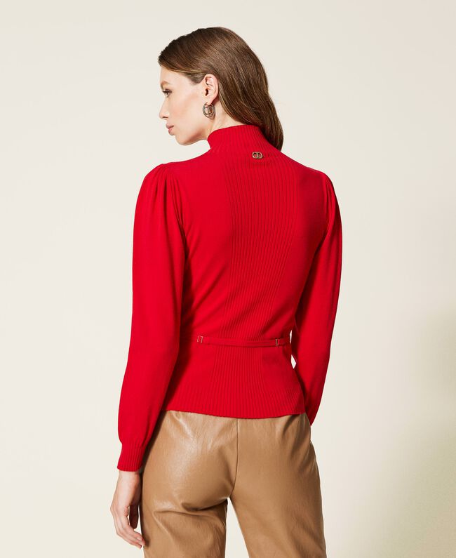 Maglia seamless con morsetto Oval T 222TT3191 00456 TWIN SET Papavero 