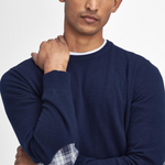 Maglia girocollo con toppa al gomito in tartan MKN1586 MKN NY91 BARBOUR Navy 