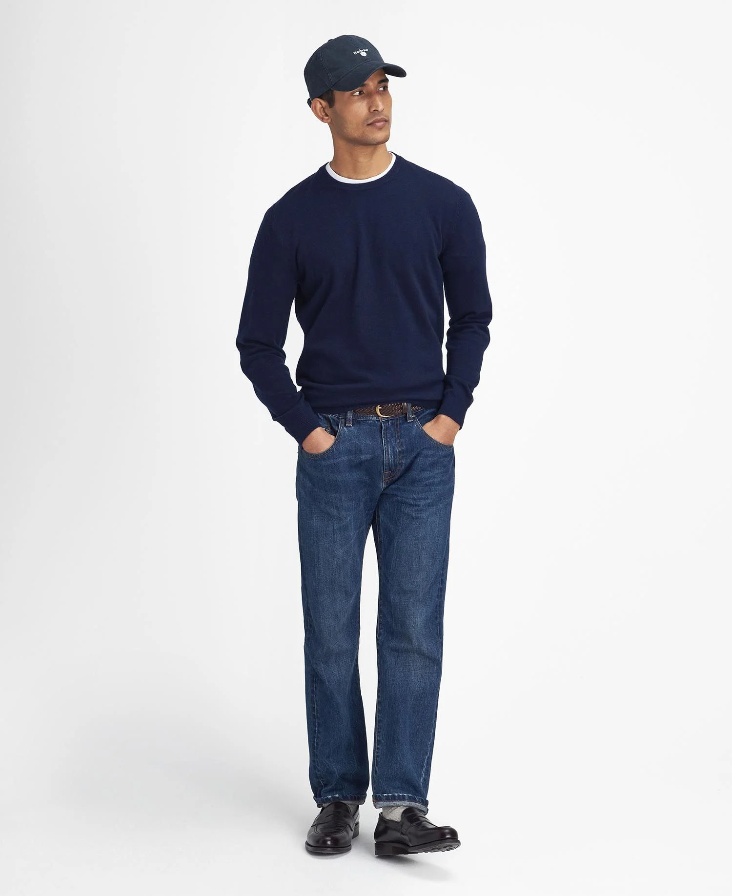 Maglia girocollo con toppa al gomito in tartan MKN1586 MKN NY91 BARBOUR Navy 