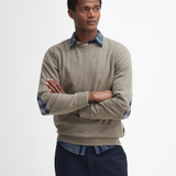 Maglia girocollo con toppa al gomito in tartan MKN1586 MKN ST51 BARBOUR Stone 