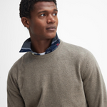 Maglia girocollo con toppa al gomito in tartan MKN1586 MKN ST51 BARBOUR Stone 