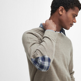 Maglia girocollo con toppa al gomito in tartan MKN1586 MKN ST51 BARBOUR Stone 