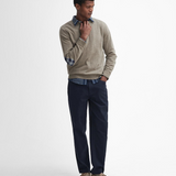 Maglia girocollo con toppa al gomito in tartan MKN1586 MKN ST51 BARBOUR Stone 