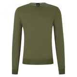 Maglia girocollo in merinos 50476364 10243935 01 377 BOSS Open green 