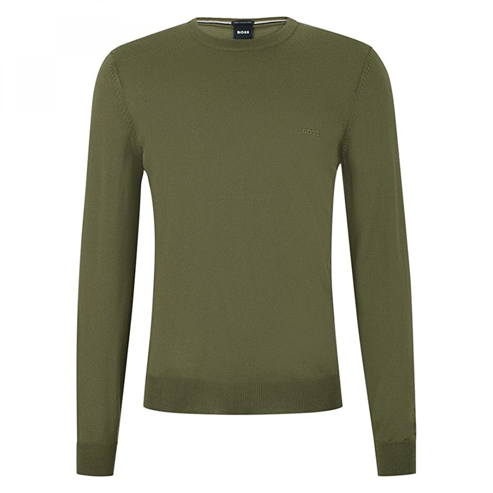 Maglia girocollo in merinos 50476364 10243935 01 377 BOSS Open green 