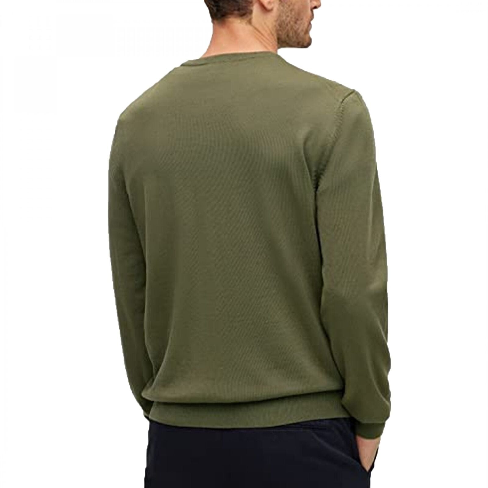 Maglia girocollo in merinos 50476364 10243935 01 377 BOSS Open green 