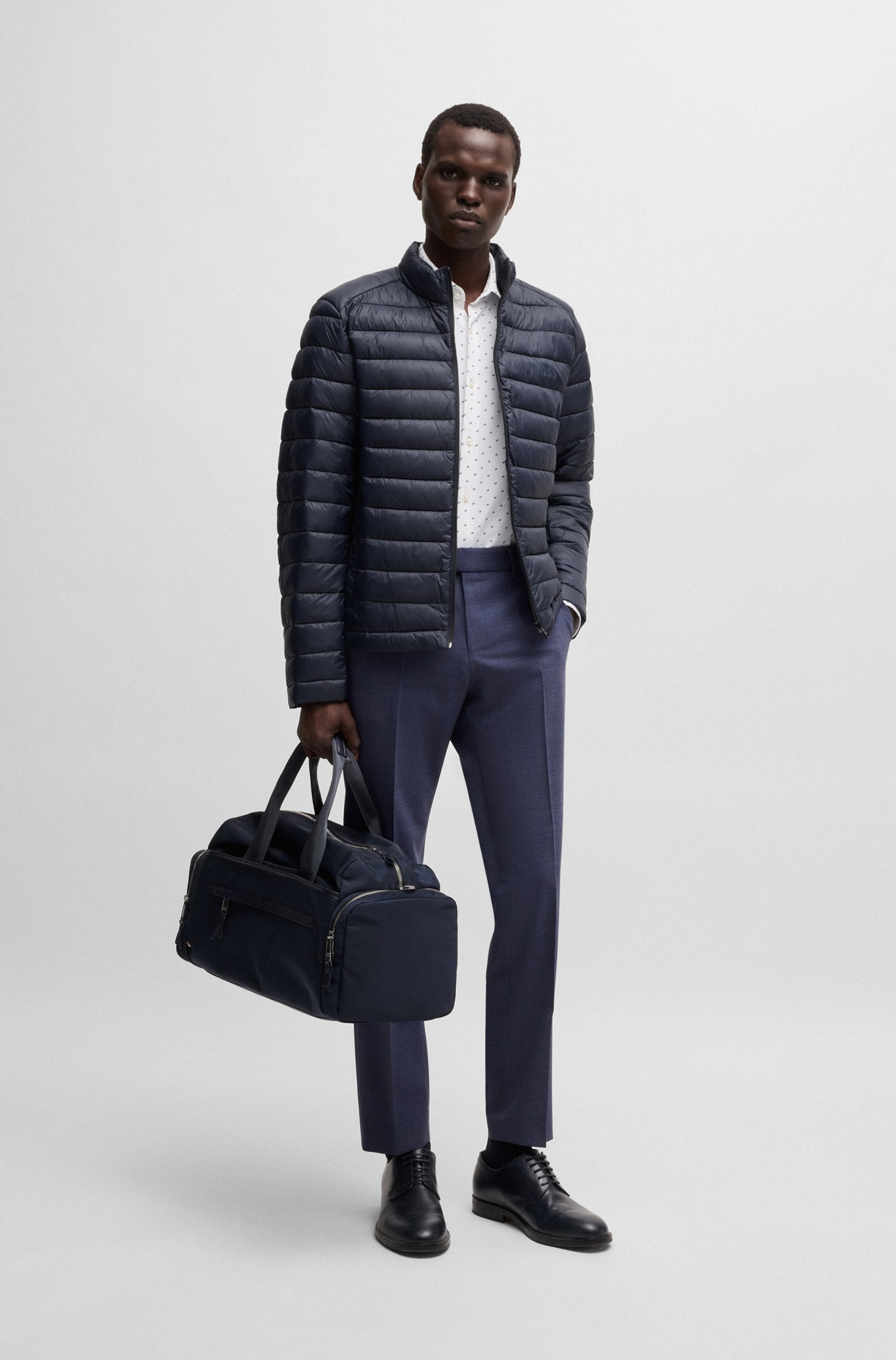 Piumino con logo tono su tono 50481548 10242263 01 404 BOSS Blue 