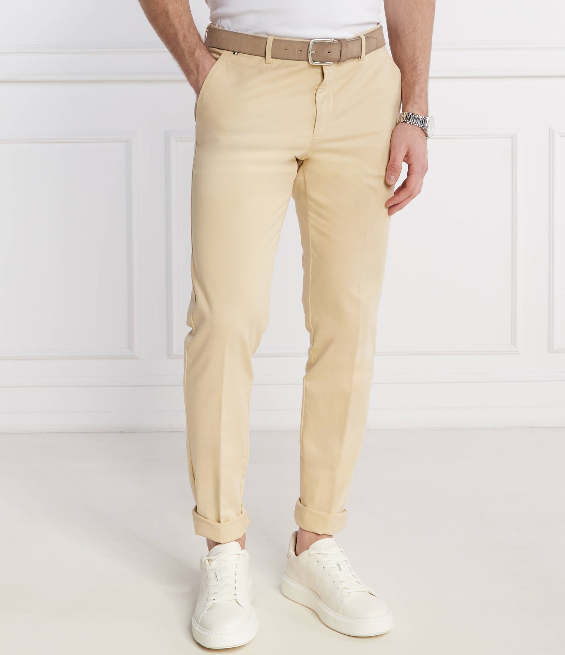 Pantalone in cotone lavato 50487966 10248208 01 131 BOSS Open white 