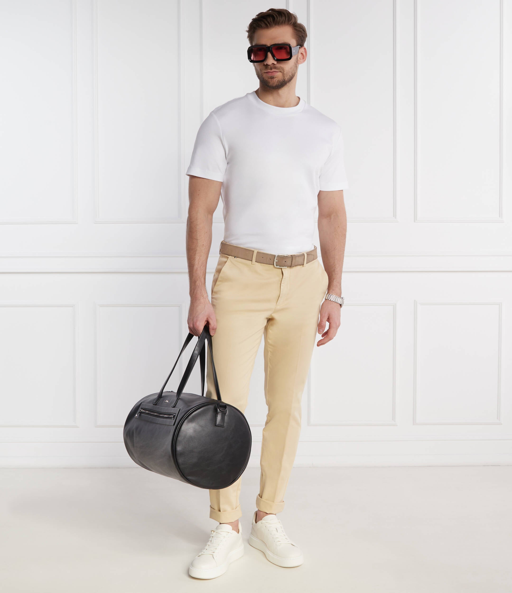 Pantalone in cotone lavato 50487966 10248208 01 131 BOSS Open white 