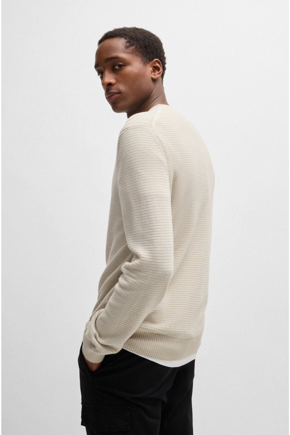 Maglia girocollo in lana 50523575 10263266 01 271 BOSS Light beige 