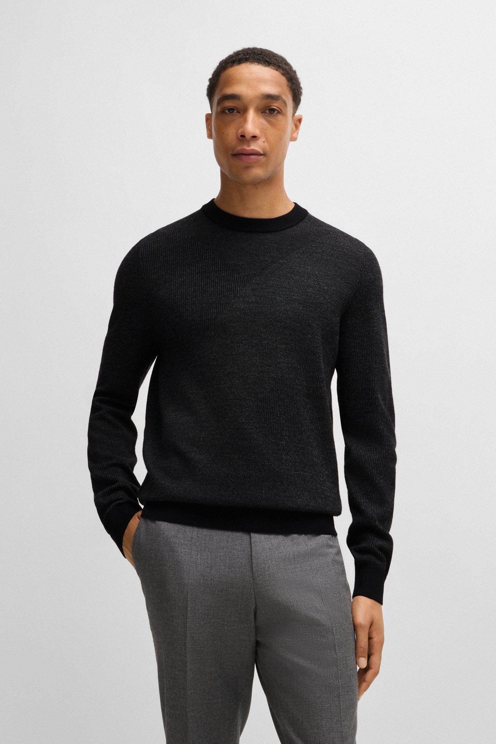 Maglia girocollo fantasia 50526845 10265502 01 001 BOSS Black 