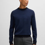 Maglia girocollo in lana fantasia 50526989 10265613 01 404 BOSS Dark blue 