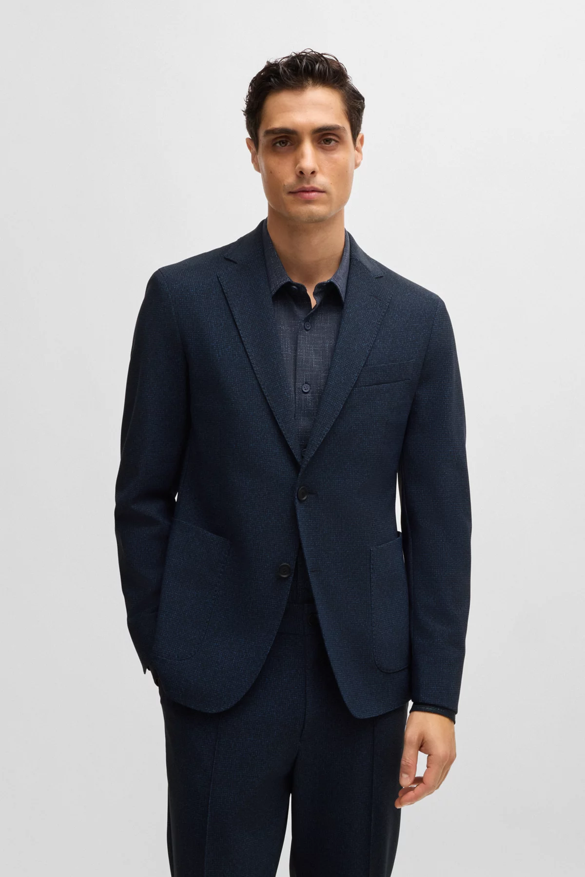 Giacca slim fit in lana elasticizzata 50527897 10263952 01 404 BOSS Dark blue 