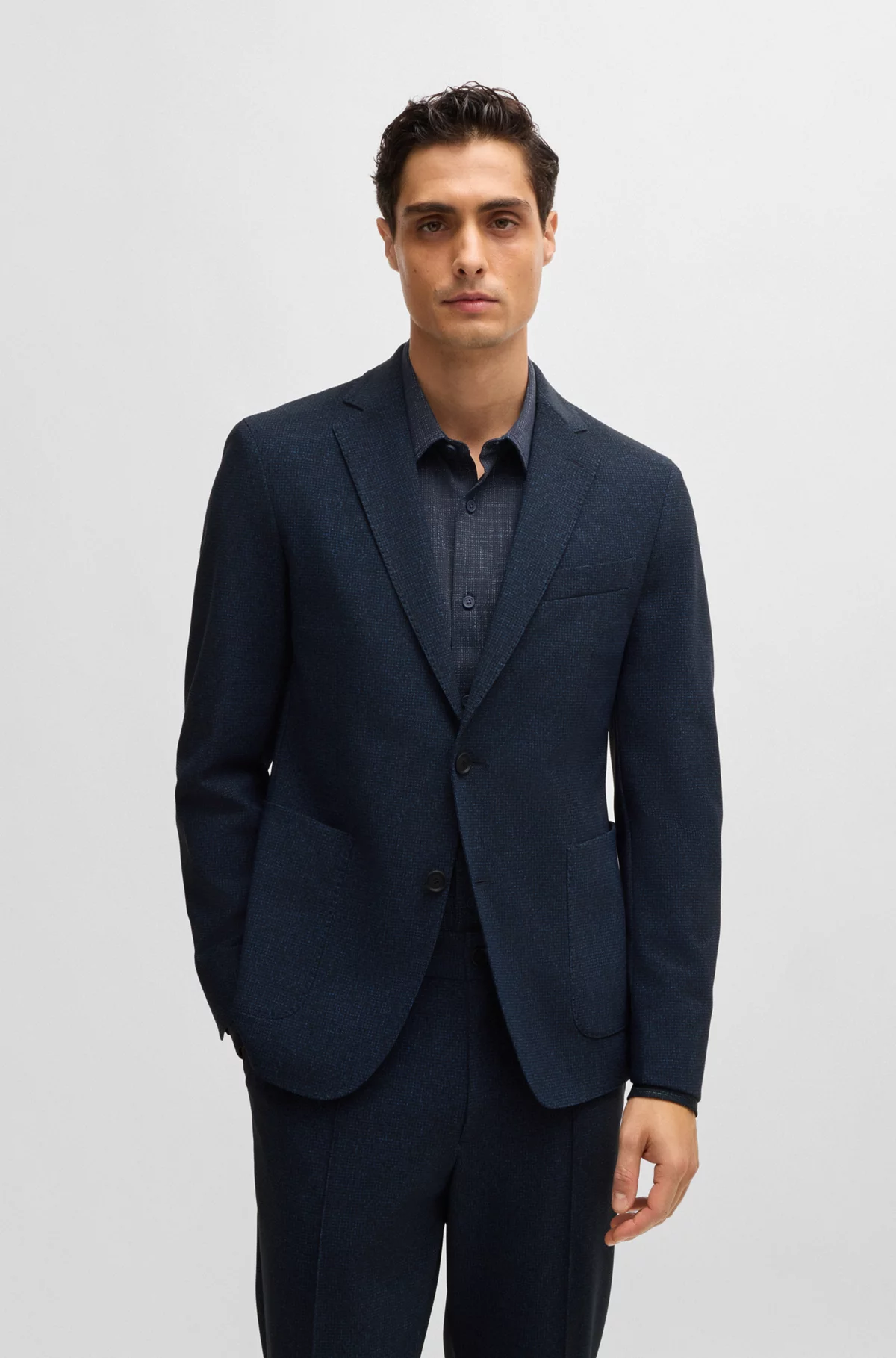 Giacca slim fit in lana elasticizzata 50527897 10263952 01 404 BOSS Dark blue 