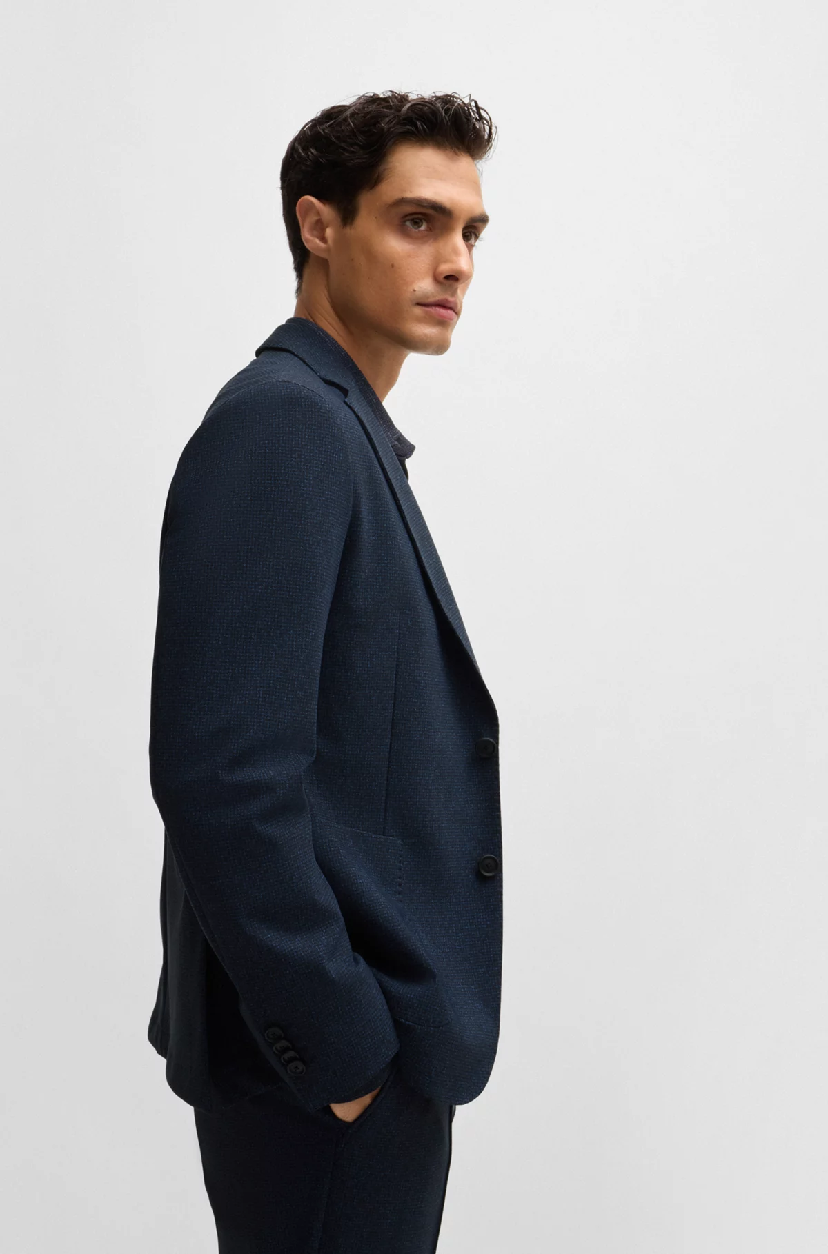 Giacca slim fit in lana elasticizzata 50527897 10263952 01 404 BOSS Dark blue 