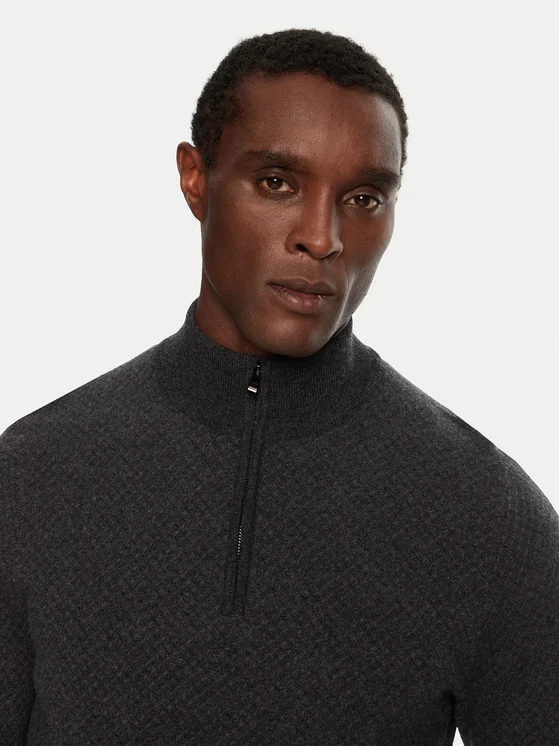 Maglia in lana con mezza zip 50528322 10266164 01 001 BOSS Black 