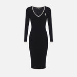 Abito midi in viscosa con logo a contrasto AM09M46E2 685 ELISABETTA FRANCHI Nero/burro 