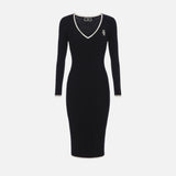 Abito midi in viscosa con logo a contrasto AM09M46E2 685 ELISABETTA FRANCHI Nero/burro 