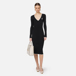 Abito midi in viscosa con logo a contrasto AM09M46E2 685 ELISABETTA FRANCHI Nero/burro 