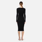 Abito midi in viscosa con logo a contrasto AM09M46E2 685 ELISABETTA FRANCHI Nero/burro 