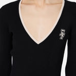 Abito midi in viscosa con logo a contrasto AM09M46E2 685 ELISABETTA FRANCHI Nero/burro 