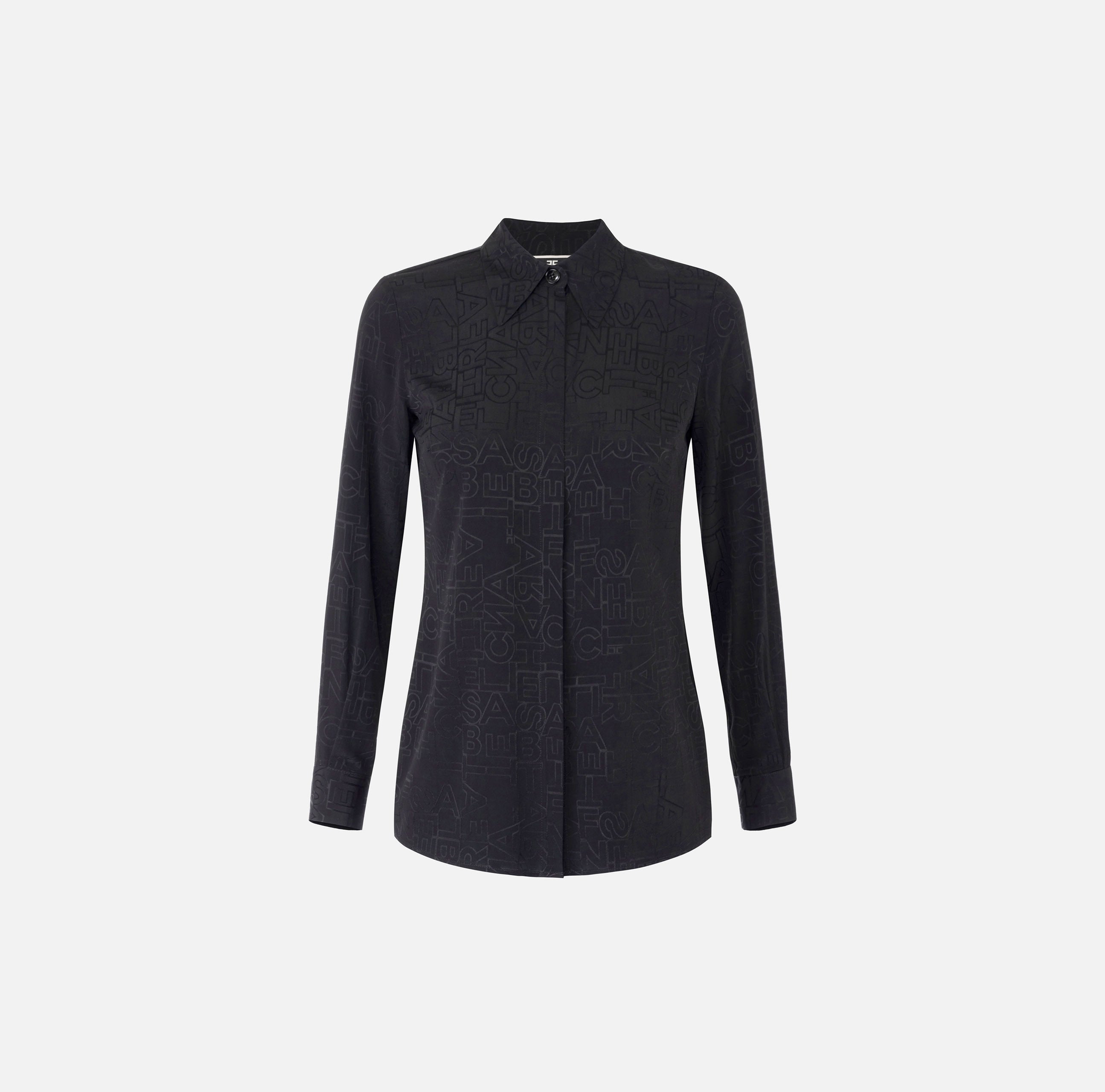 Camicia in georgette jacquard lettering CA08446E2 110 ELISABETTA FRANCHI Nero 