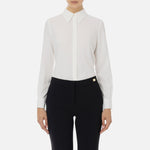 Camicia in georgette jacquard lettering CA08446E2 360 ELISABETTA FRANCHI Avorio 