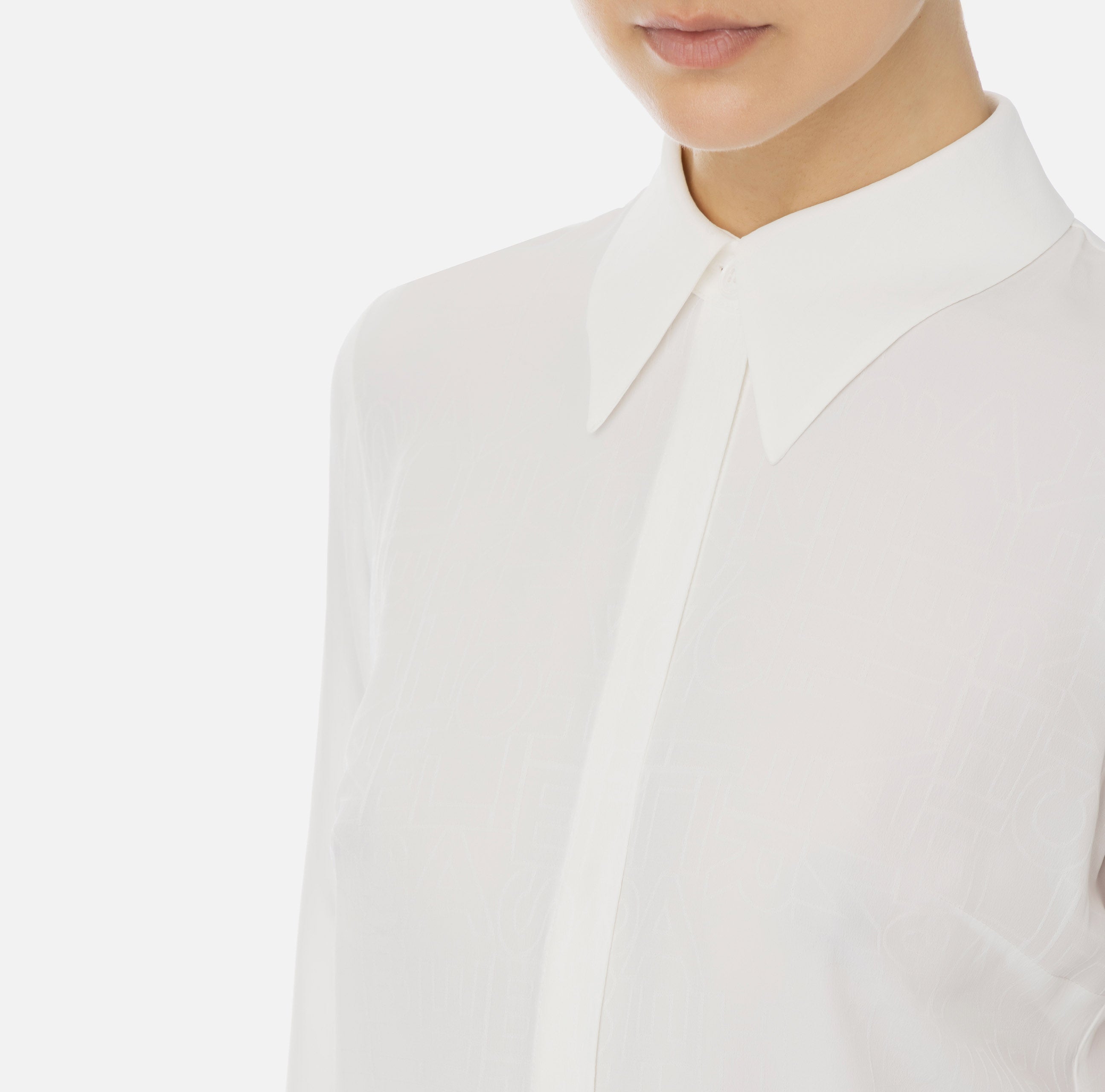 Camicia in georgette jacquard lettering CA08446E2 360 ELISABETTA FRANCHI Avorio 