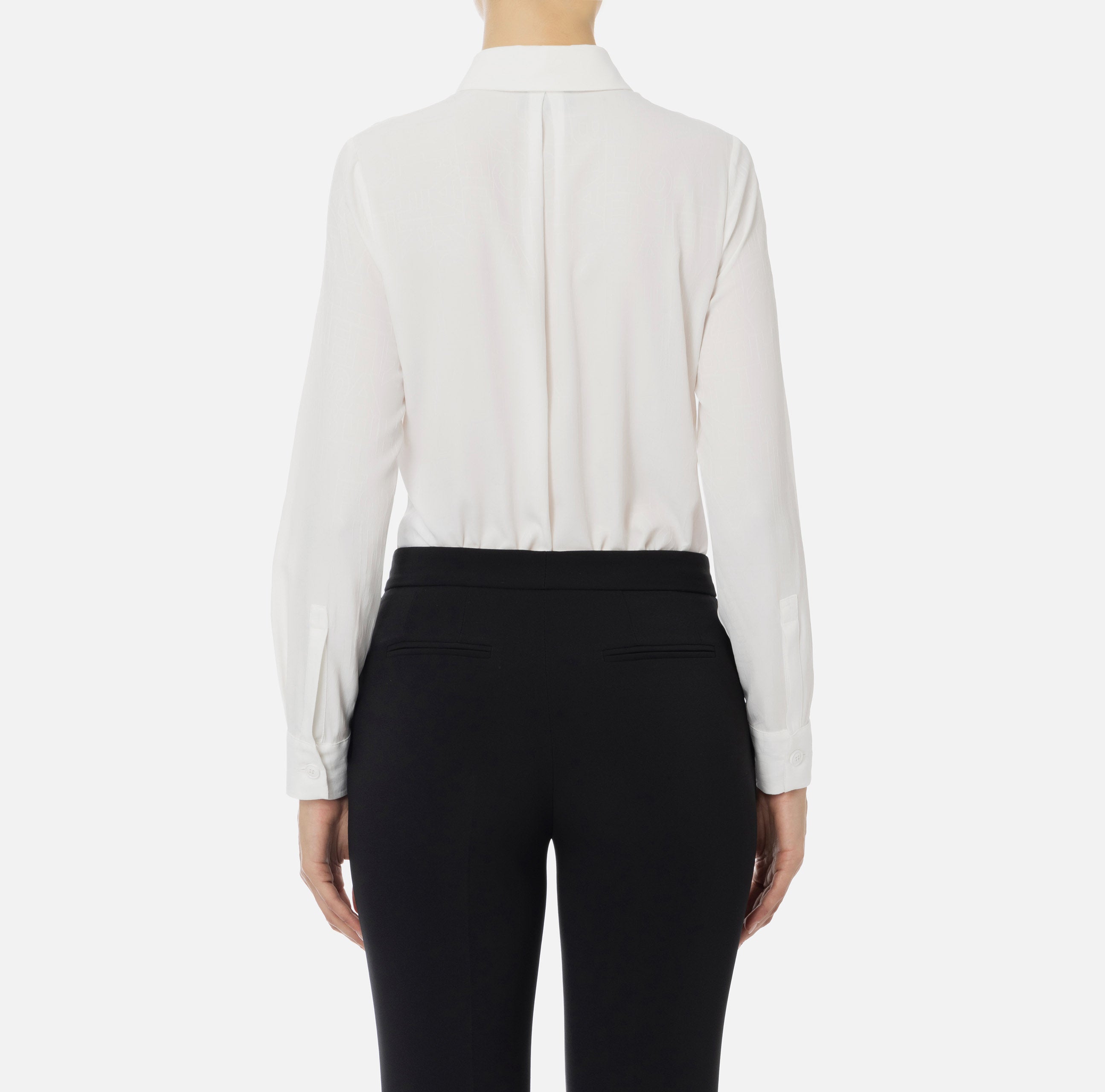 Camicia in georgette jacquard lettering CA08446E2 360 ELISABETTA FRANCHI Avorio 