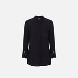 Camicia in georgette con patch logo CA09146E2 110 ELISABETTA FRANCHI Nero 