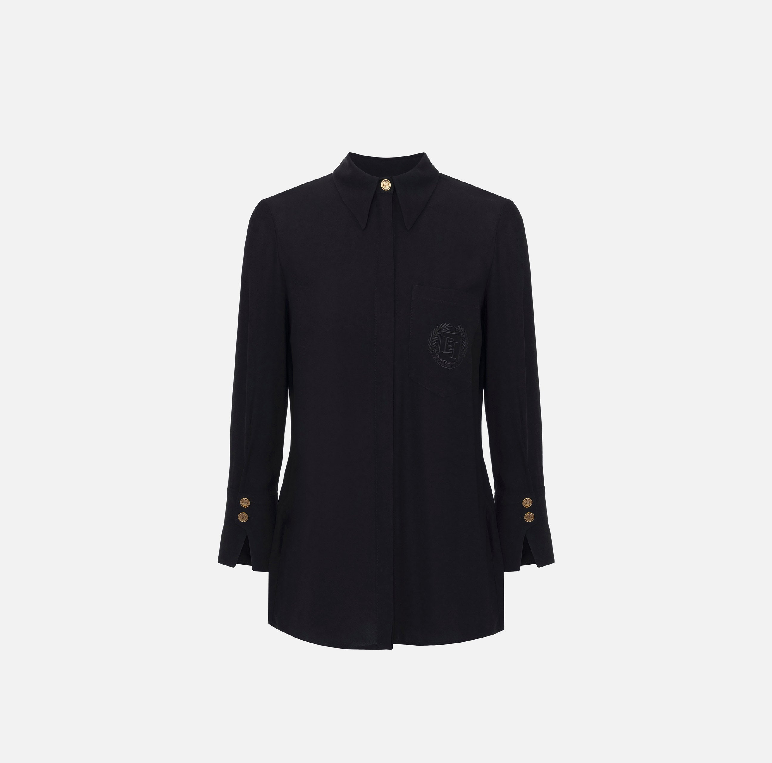 Camicia in georgette con patch logo CA09146E2 110 ELISABETTA FRANCHI Nero 