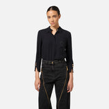 Camicia in georgette con patch logo CA09146E2 110 ELISABETTA FRANCHI Nero 
