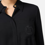 Camicia in georgette con patch logo CA09146E2 110 ELISABETTA FRANCHI Nero 