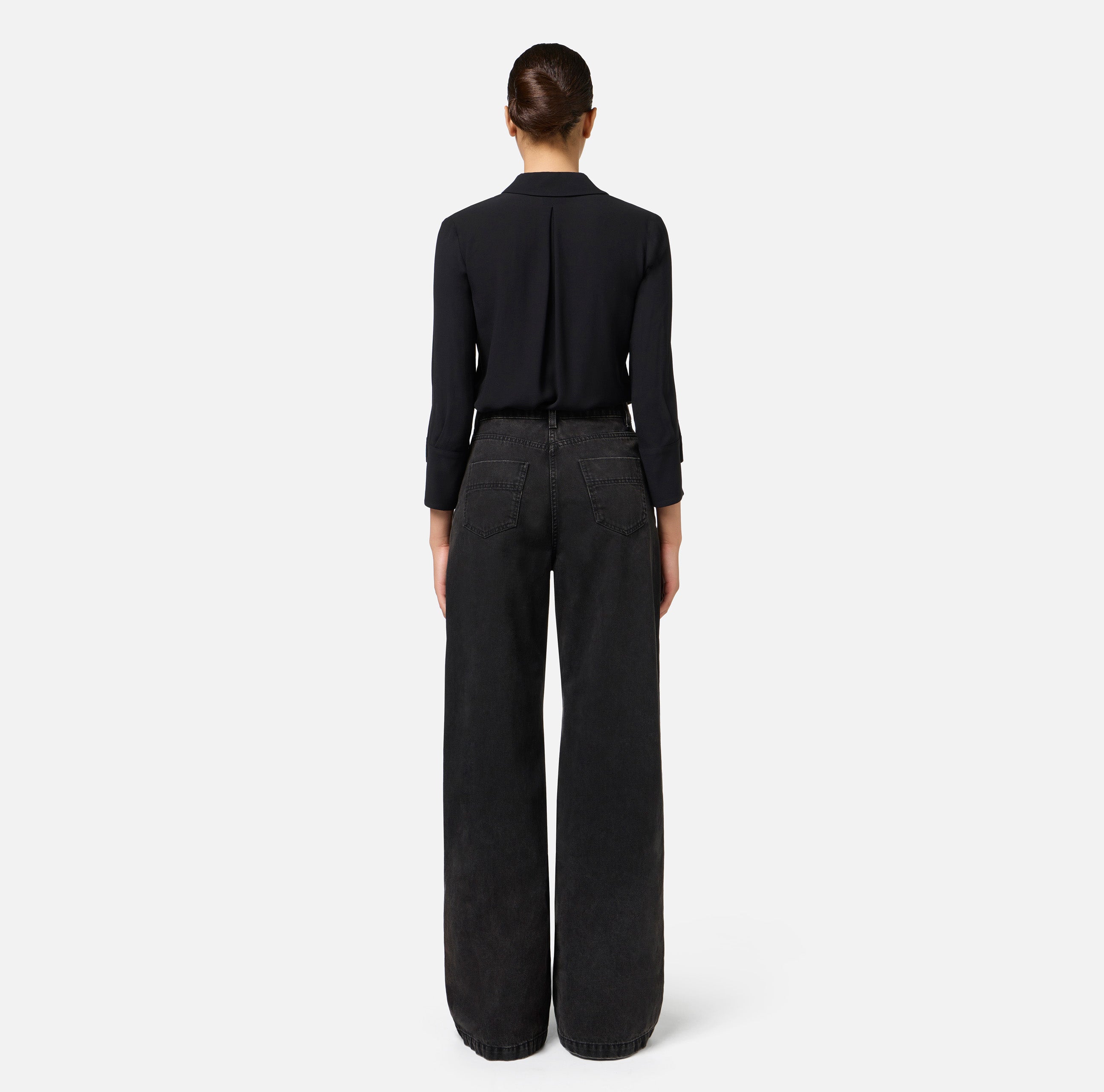 Camicia in georgette con patch logo CA09146E2 110 ELISABETTA FRANCHI Nero 