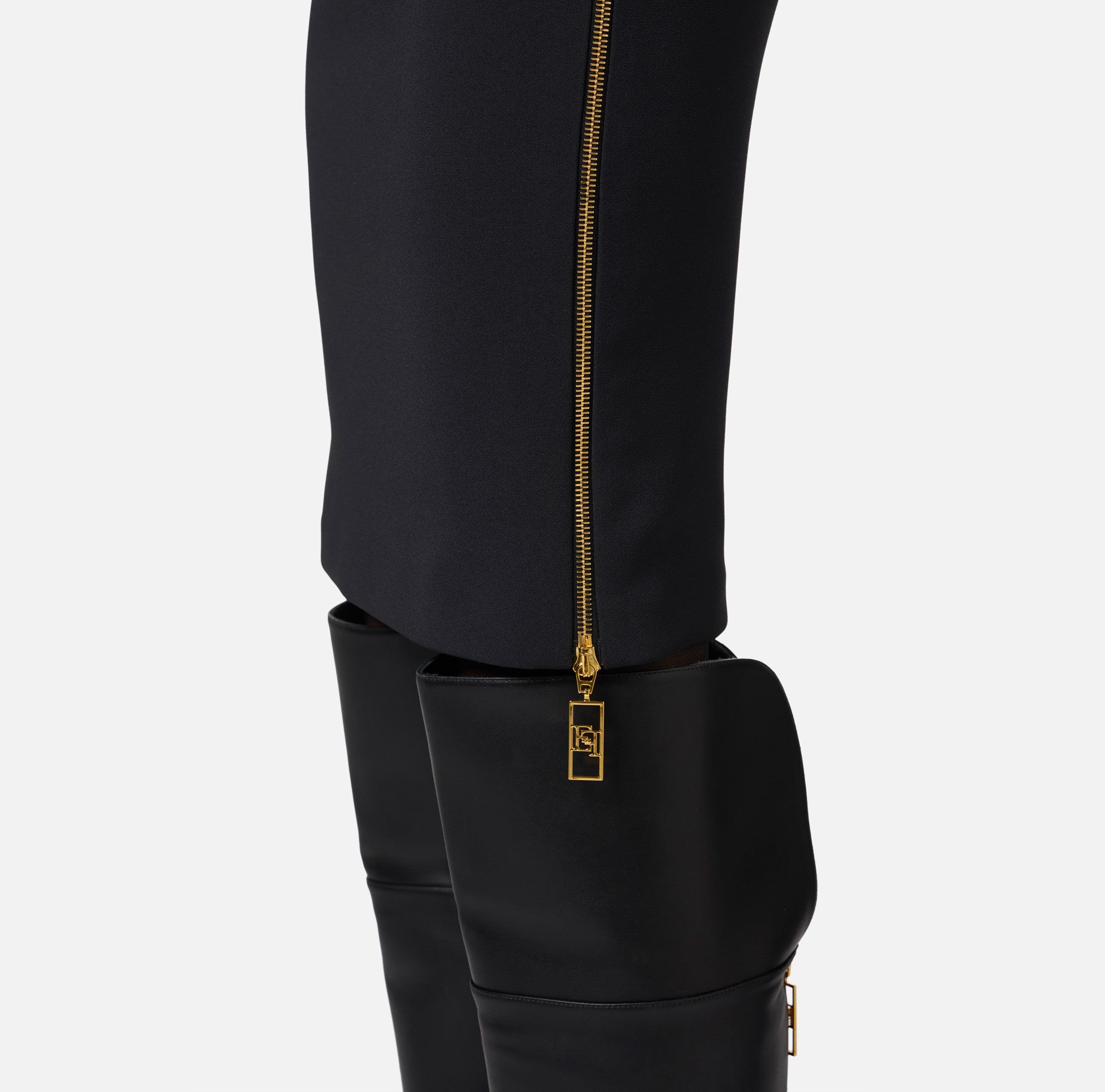 Gonna midi in crêpe con zip GO04746E2 110 ELISABETTA FRANCHI Nero 