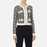 Cardigan cropped logo jacquard<BR/> MK32B47E2 685 ELISABETTA FRANCHI Nero/burro 