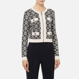 Cardigan cropped logo jacquard<BR/> MK32B47E2 685 ELISABETTA FRANCHI Nero/burro 