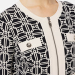 Cardigan cropped logo jacquard<BR/> MK32B47E2 685 ELISABETTA FRANCHI Nero/burro 