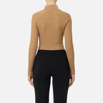 Maglia in viscosa a coste con bottoniera MK62S46E2 032 ELISABETTA FRANCHI Camel 
